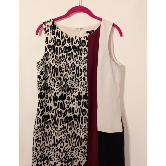 Ann Taylor Leopard Print Color Block Sheath Sleeveless Dress - Picture 3 of 7